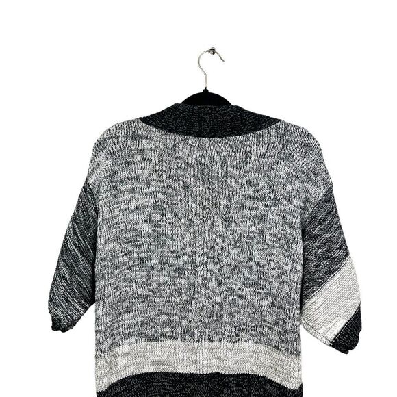 Additions by Chico’s Cardigan Sweater 3/4 Sleeve Snap Button Black White Women 2 - Picture 6 of 6